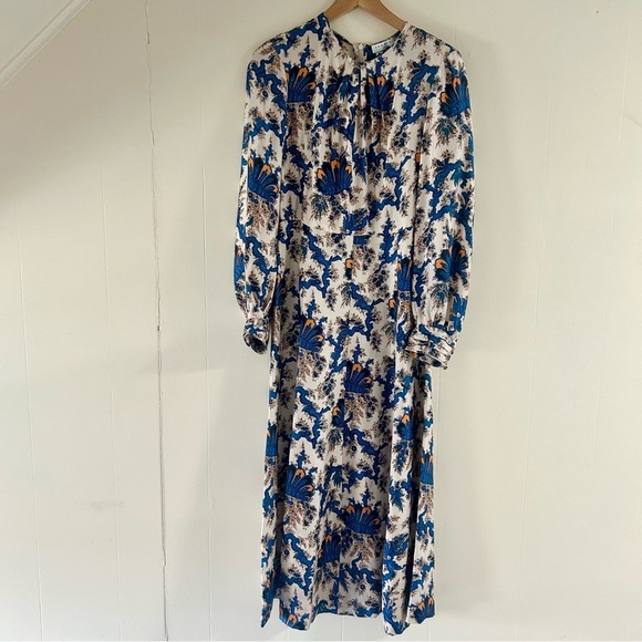 Sandro Carna Silk Midi Dress in Multicolor sz 40 - Picture 3 of 6